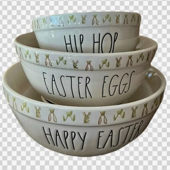 Rae Dunn set of 3 ceramic Easter mixing bowls Happy Easter, Hip Hop, Easter Eggs - Picture 1 of 16